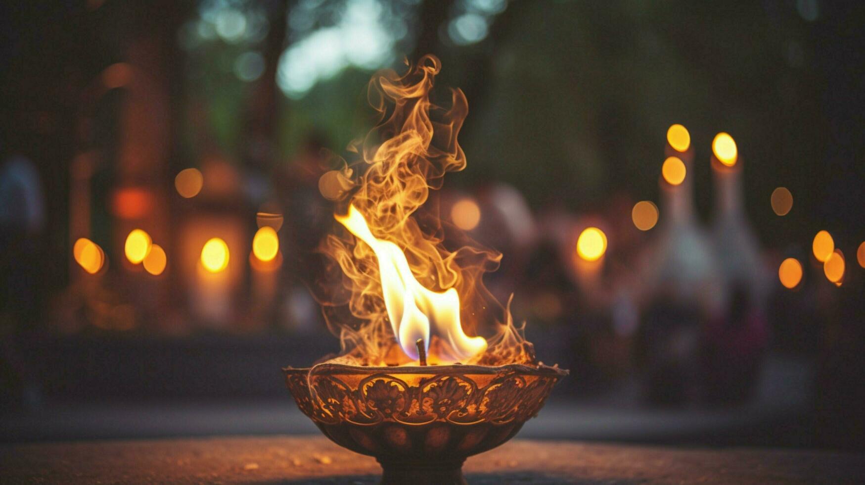 antique candle burning in religious ceremony outdoors photo