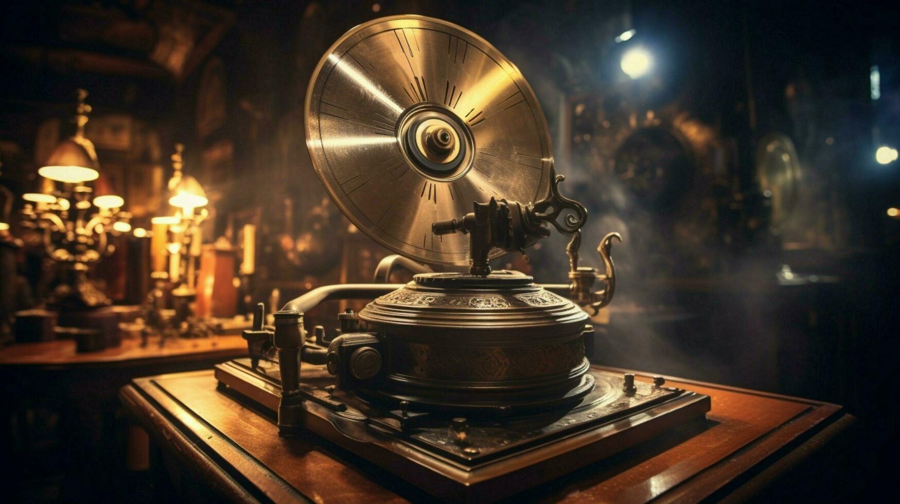 antique gramophone spinning old fashioned soundtracks photo