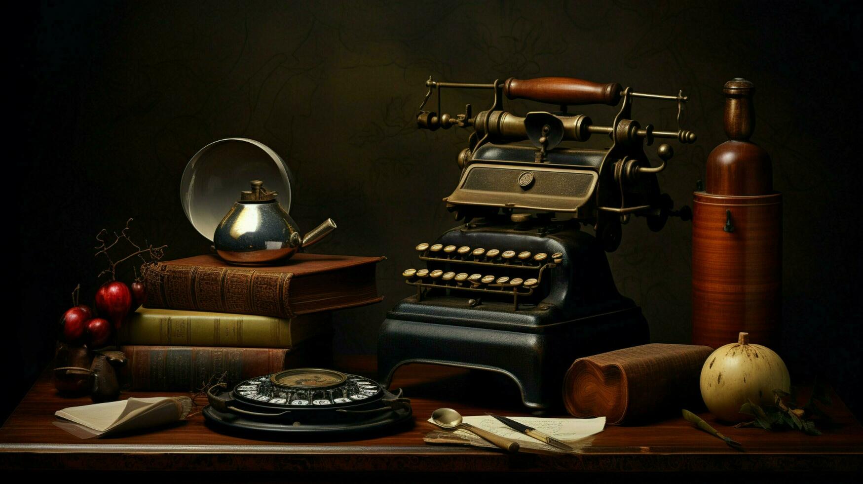 antique office equipment still life nostalgia luxury photo