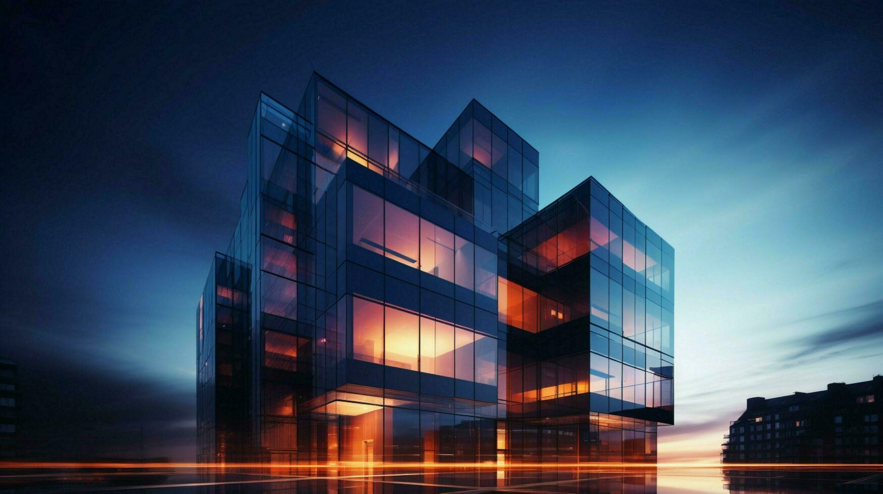architecture of a modern city building at dusk photo