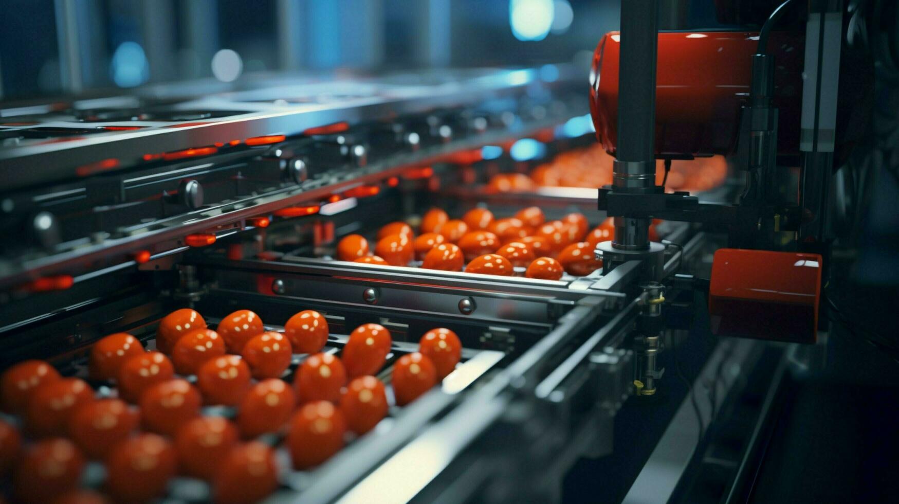 automated food production line with robotic machinery photo