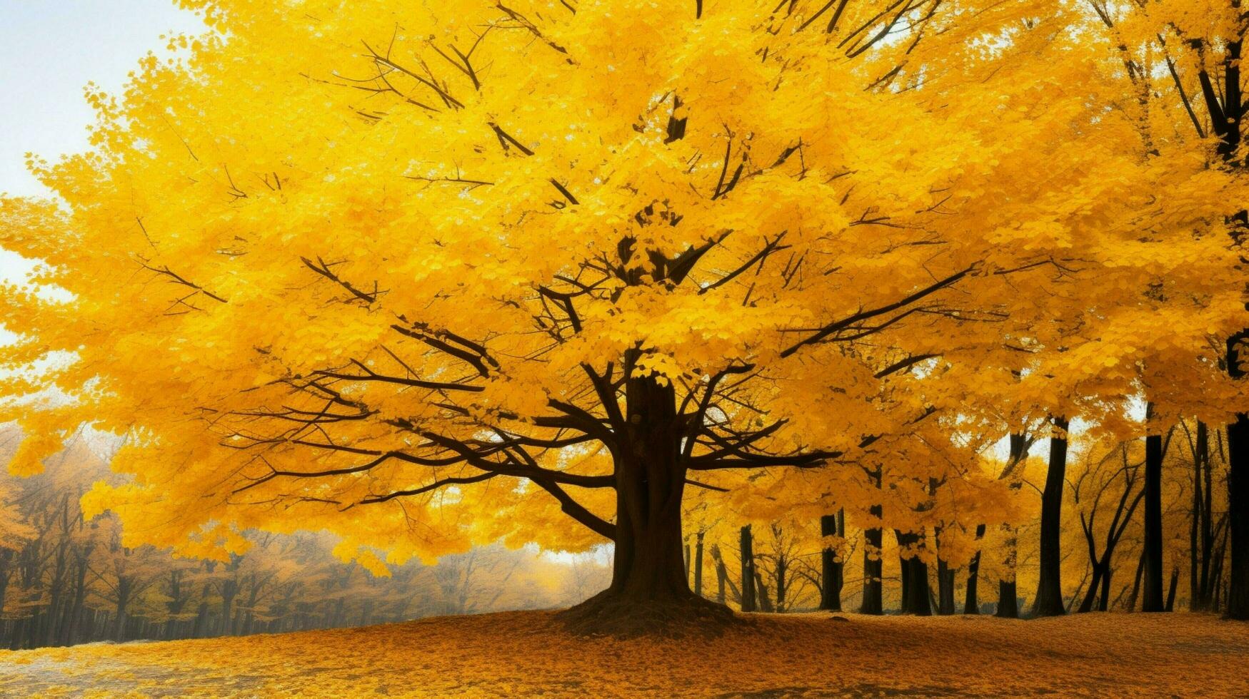 autumn tree in forest leaves bright yellow photo