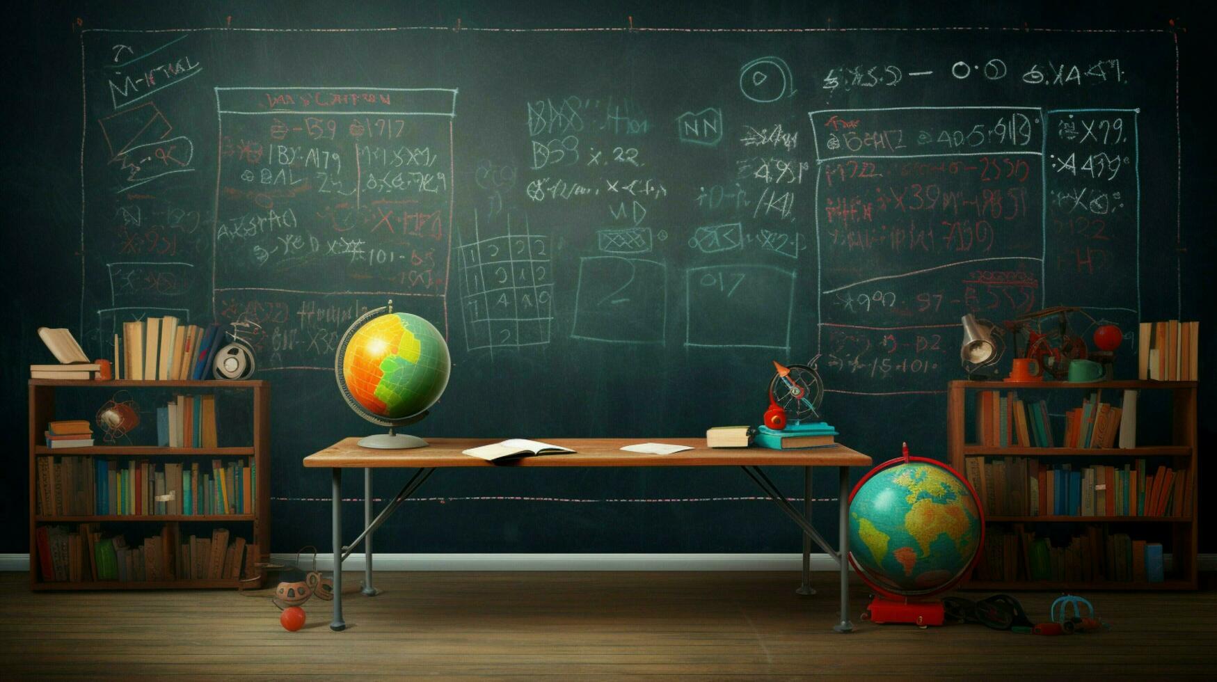back to school classroom learning on blackboard photo