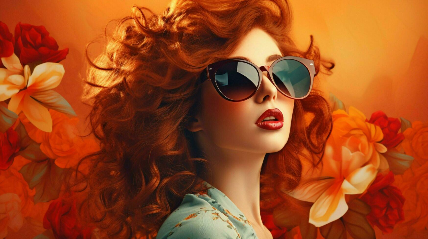 beautiful young woman in sunglasses exudes elegance photo