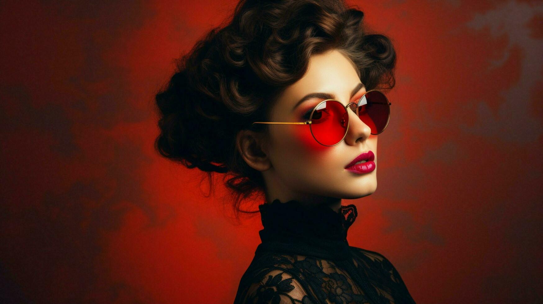 beautiful young woman in sunglasses exudes elegance photo