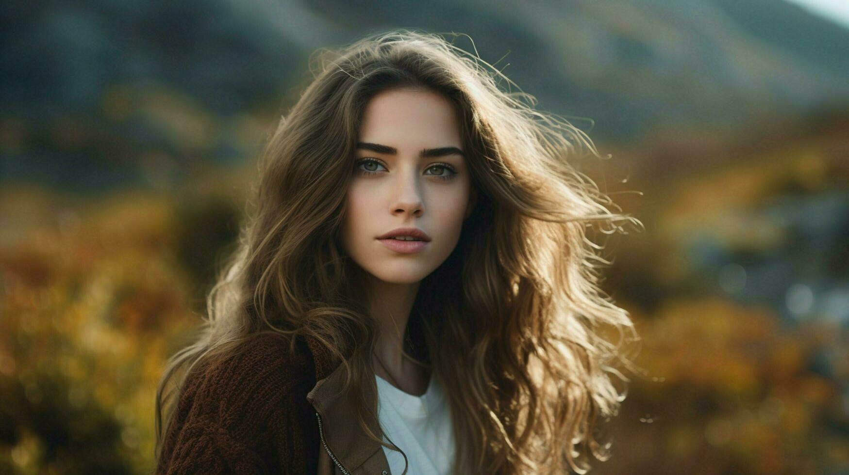 beautiful young woman looking at camera with confidence photo