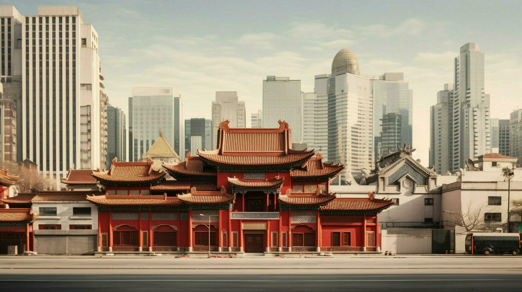 beijing old architecture blends with modern skyscrapers photo