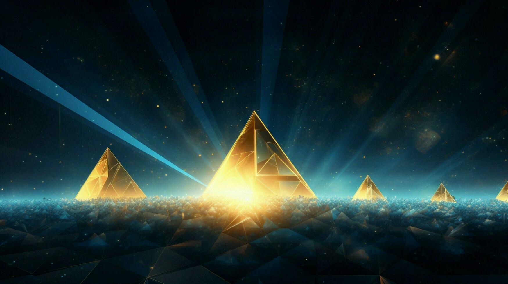 blue and yellow shining triangles in space photo