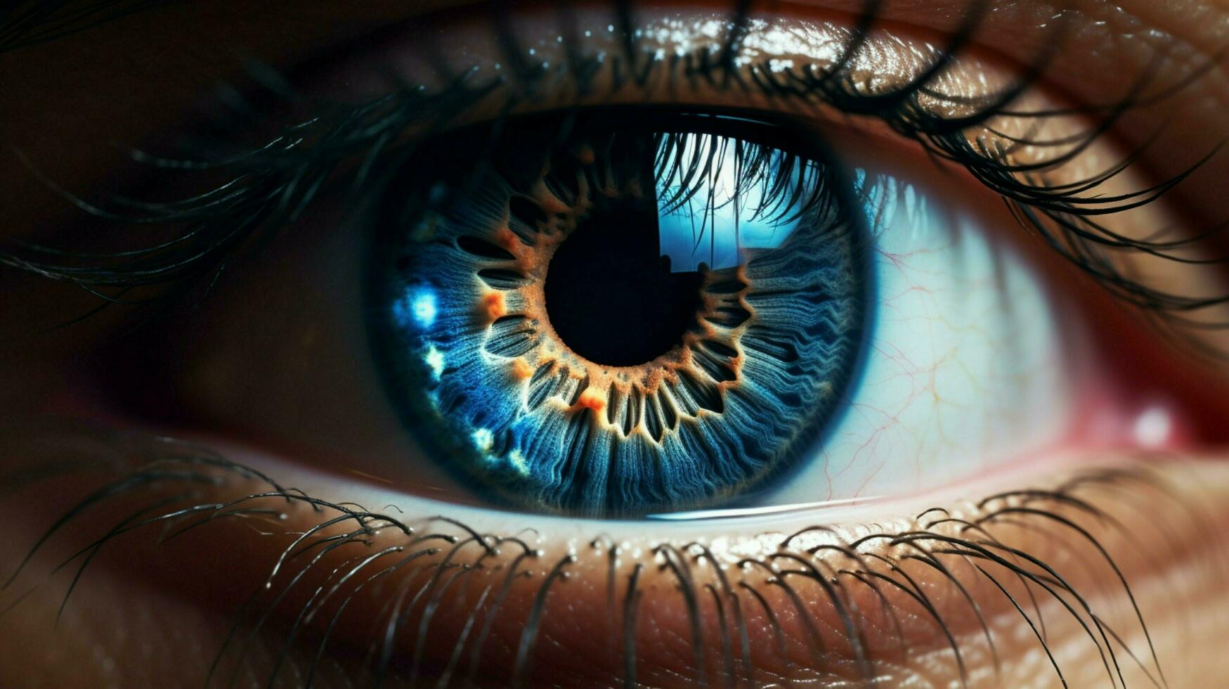 blue iris staring close up of human eye photo