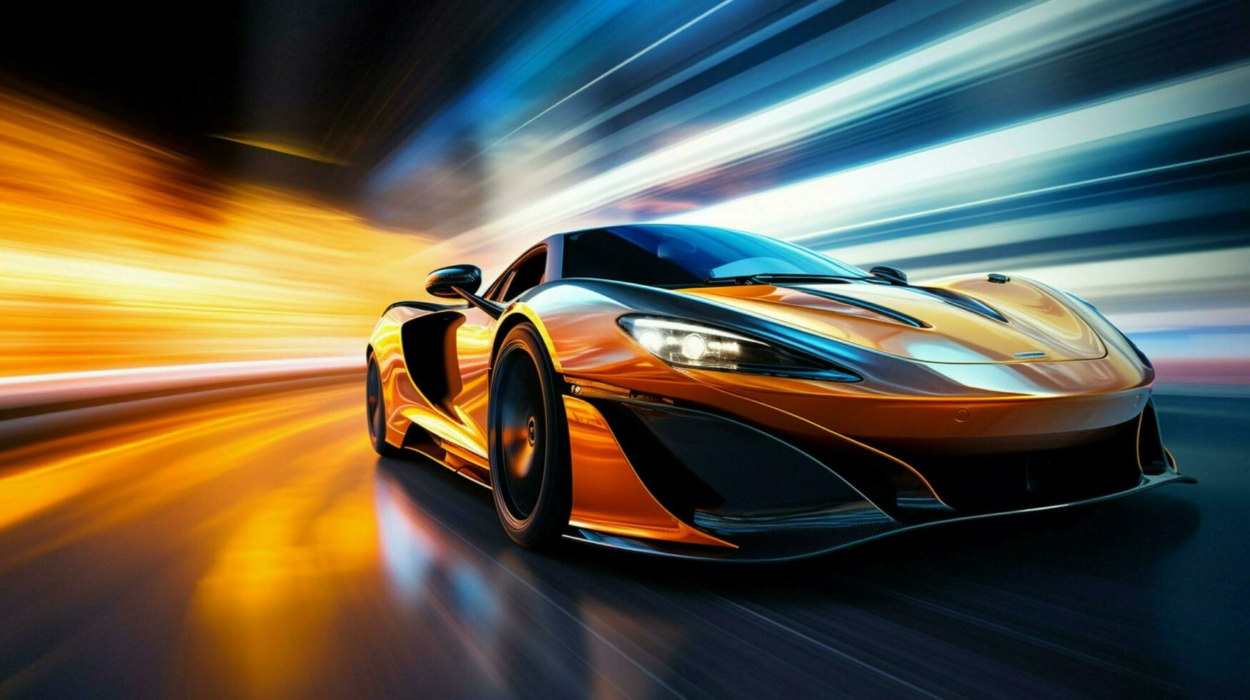 blurred motion of modern sports car driving photo