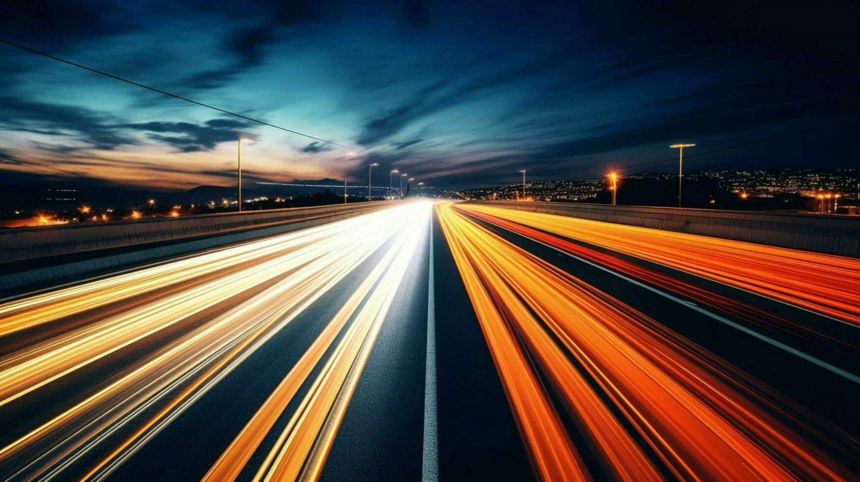 blurred motion on multiple lane highway at night photo