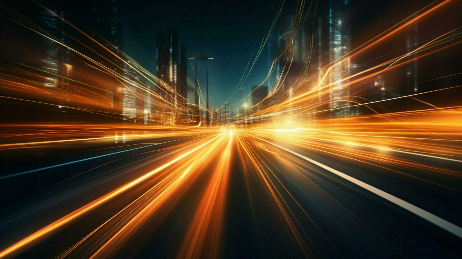 blurred motion shiny luxury illuminated night drive photo