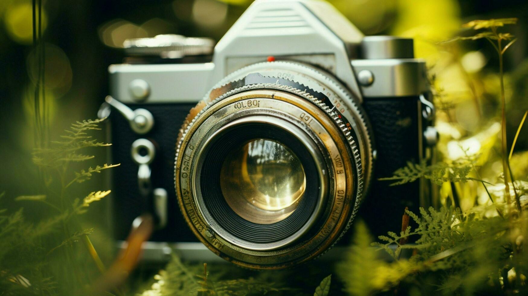 brillante antiguo lente enfocar y disparar al aire libre foto