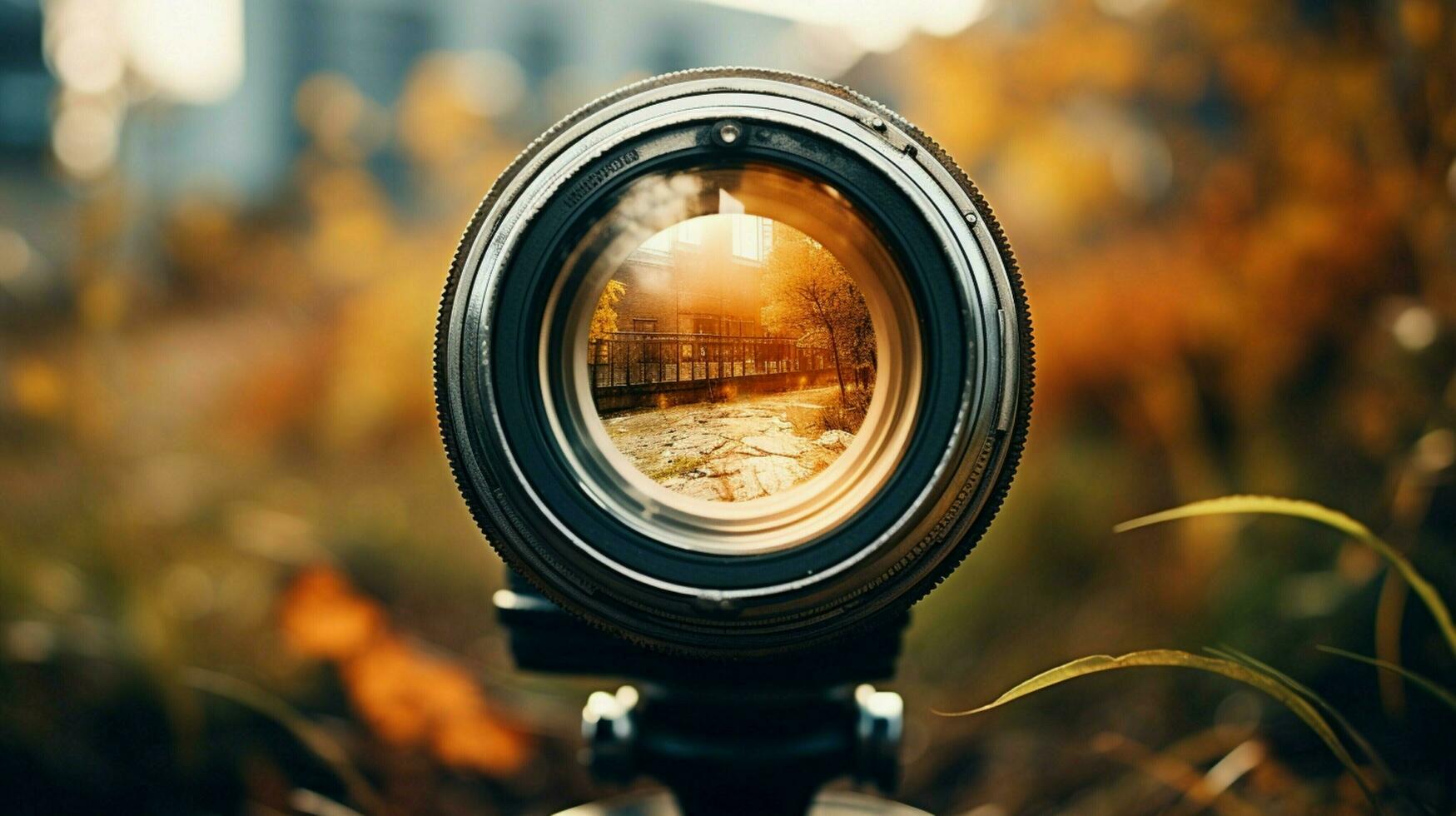 bright antique lens zoom and shoot outdoors photo