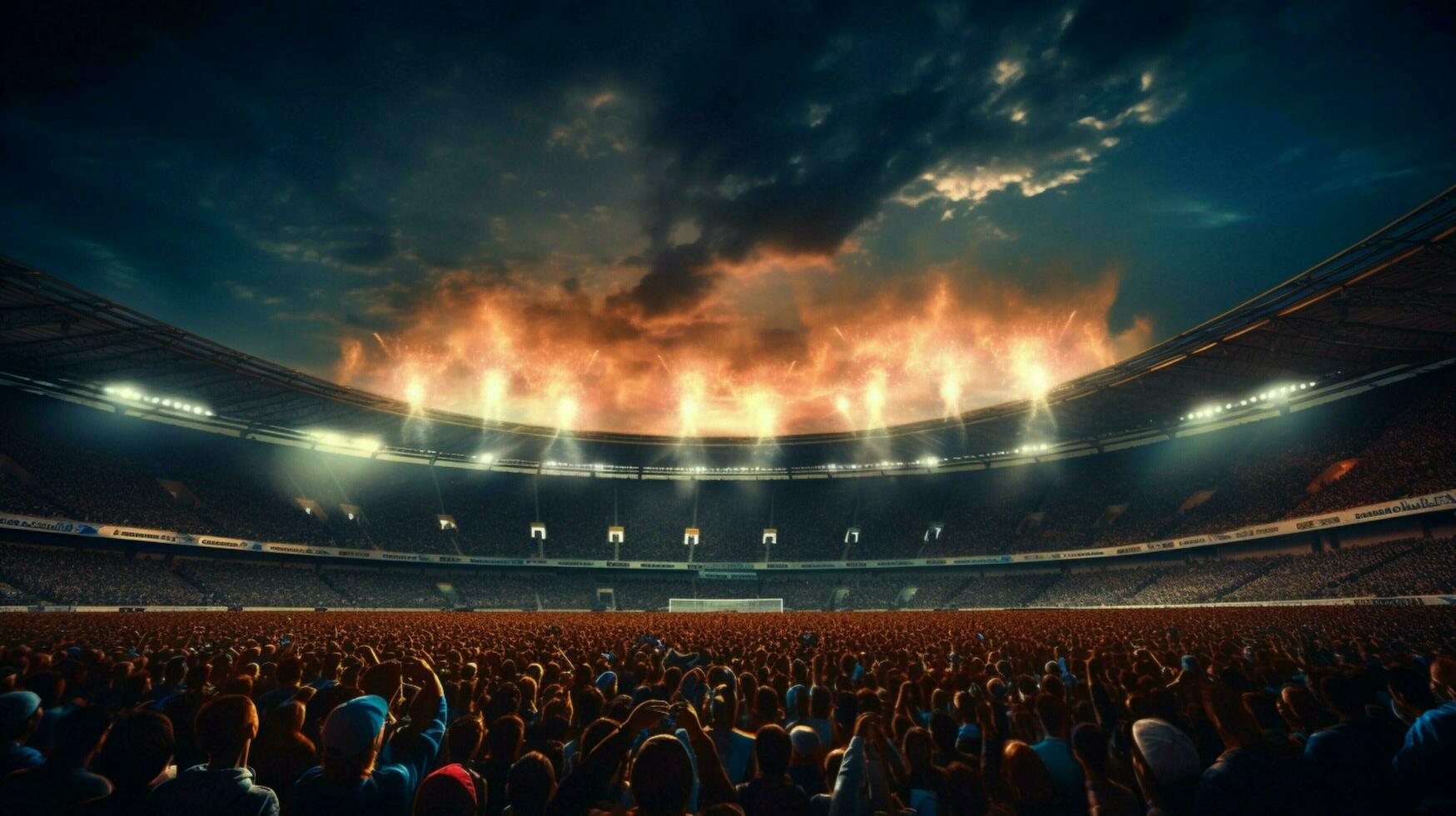 bright floodlights illuminate crowded soccer championship photo