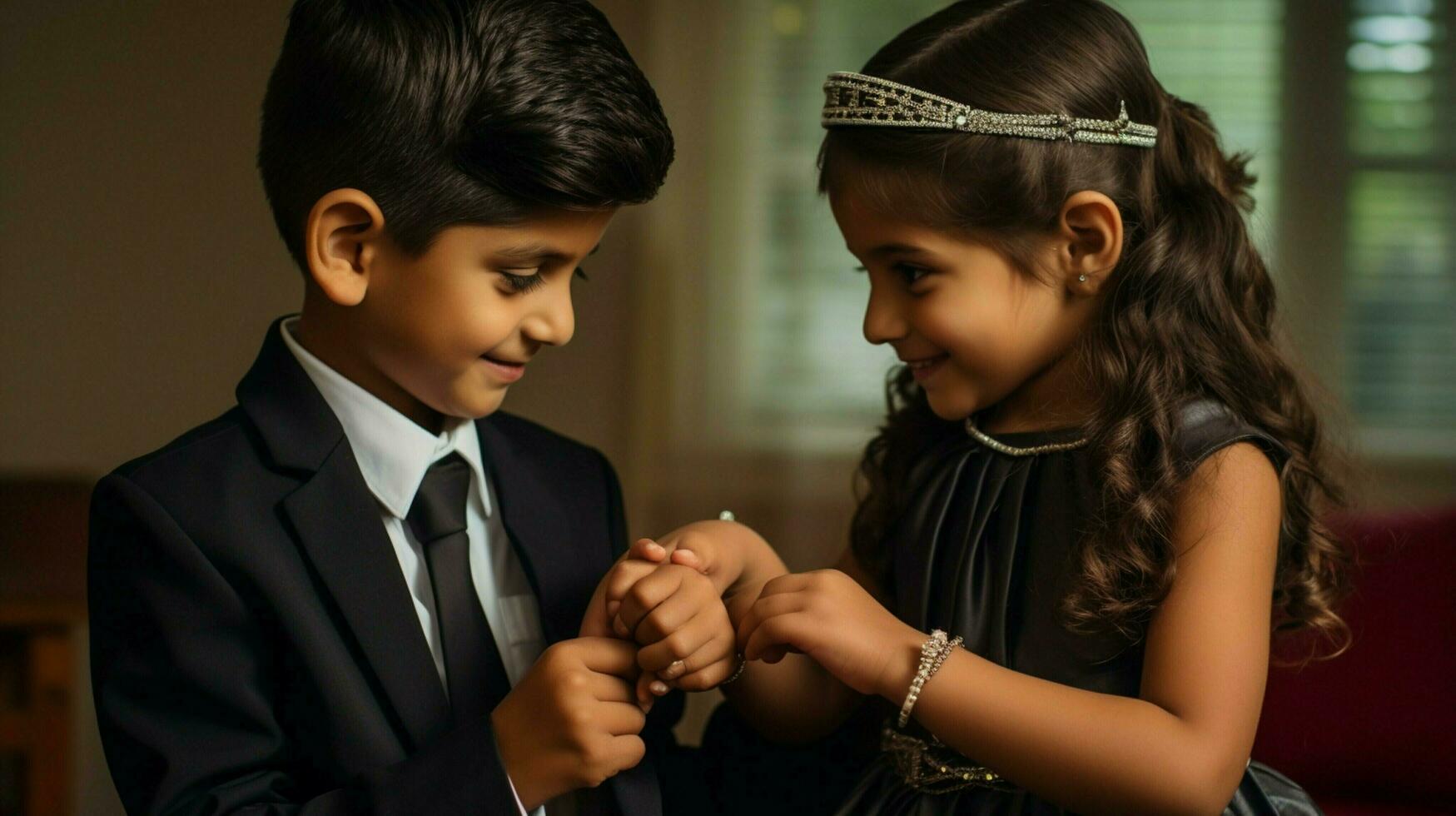 brother and sister bond with wristband ceremony photo