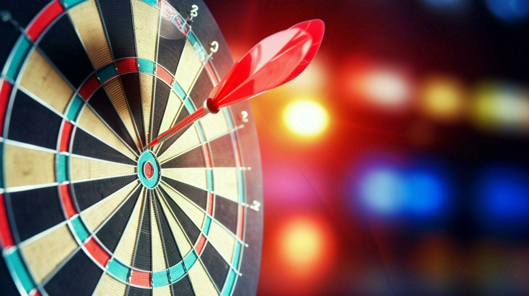 bulls eye hit successful dart aim perfect accuracy photo