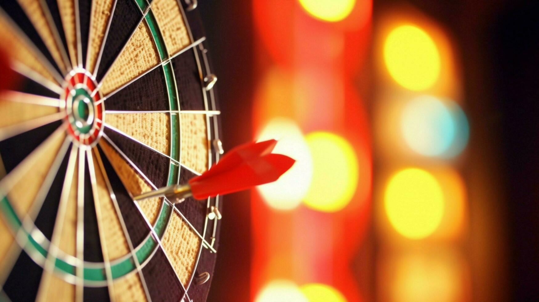 bulls eye hit successful dart aim perfect accuracy photo