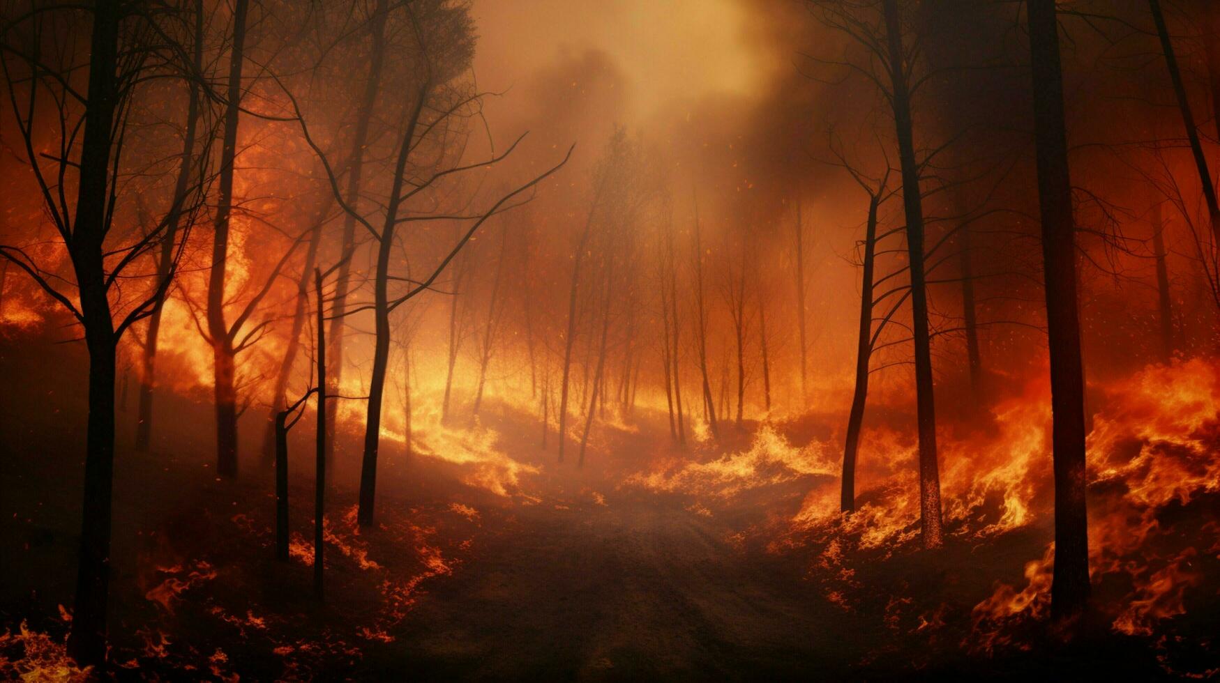 burning forest inferno destroys natural environment photo