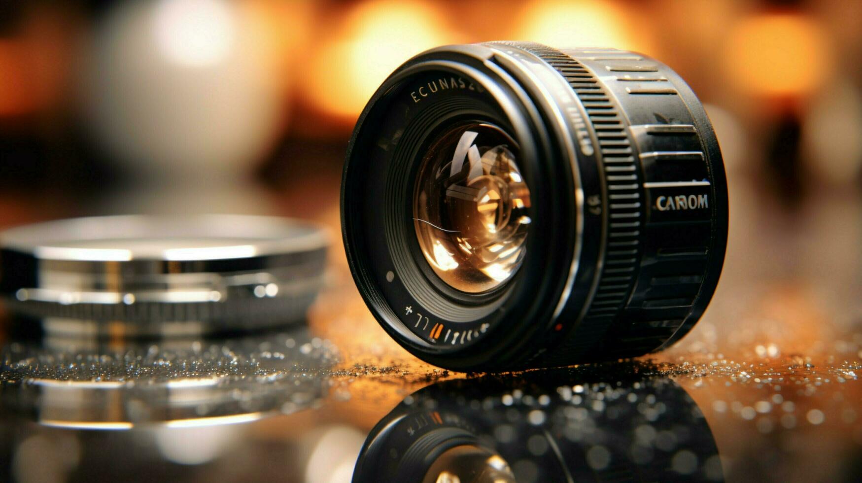 canon lens captures glass in selective focus photo