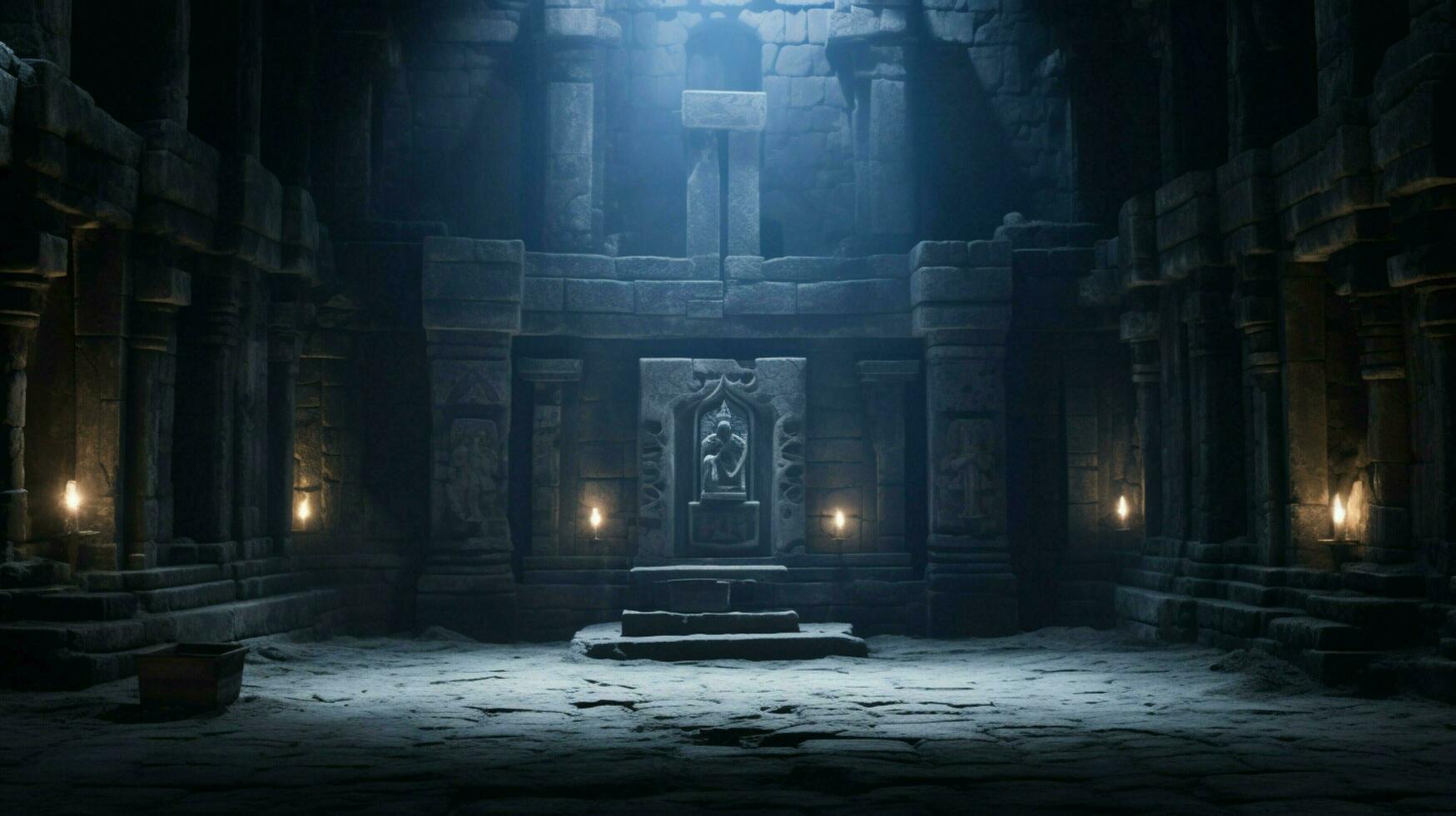 catholic altar inside ancient monument illuminated at night photo