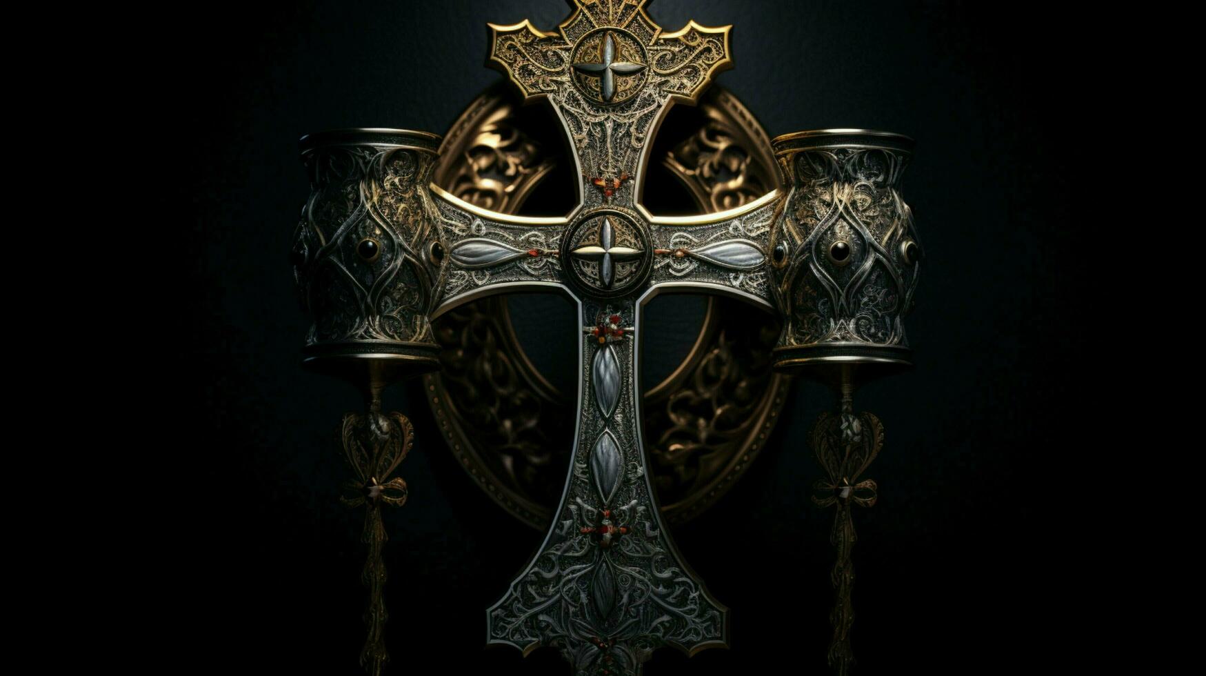 celebration of christianity ornate cross and chalice photo