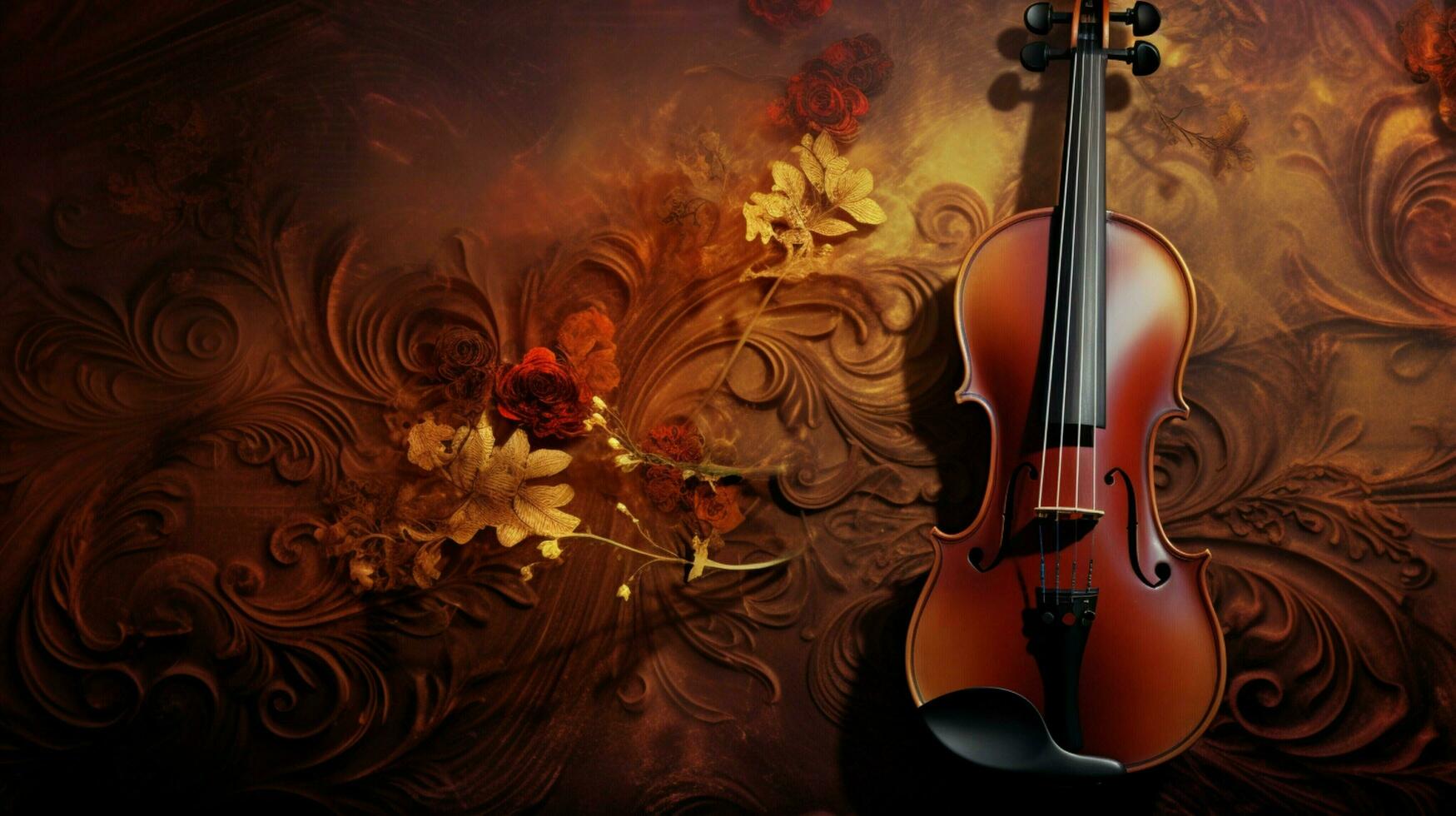 classical elegance violin on abstract ornate backdrop photo