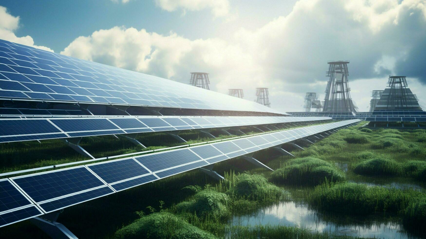 clean energy equipment in row generate electricity photo