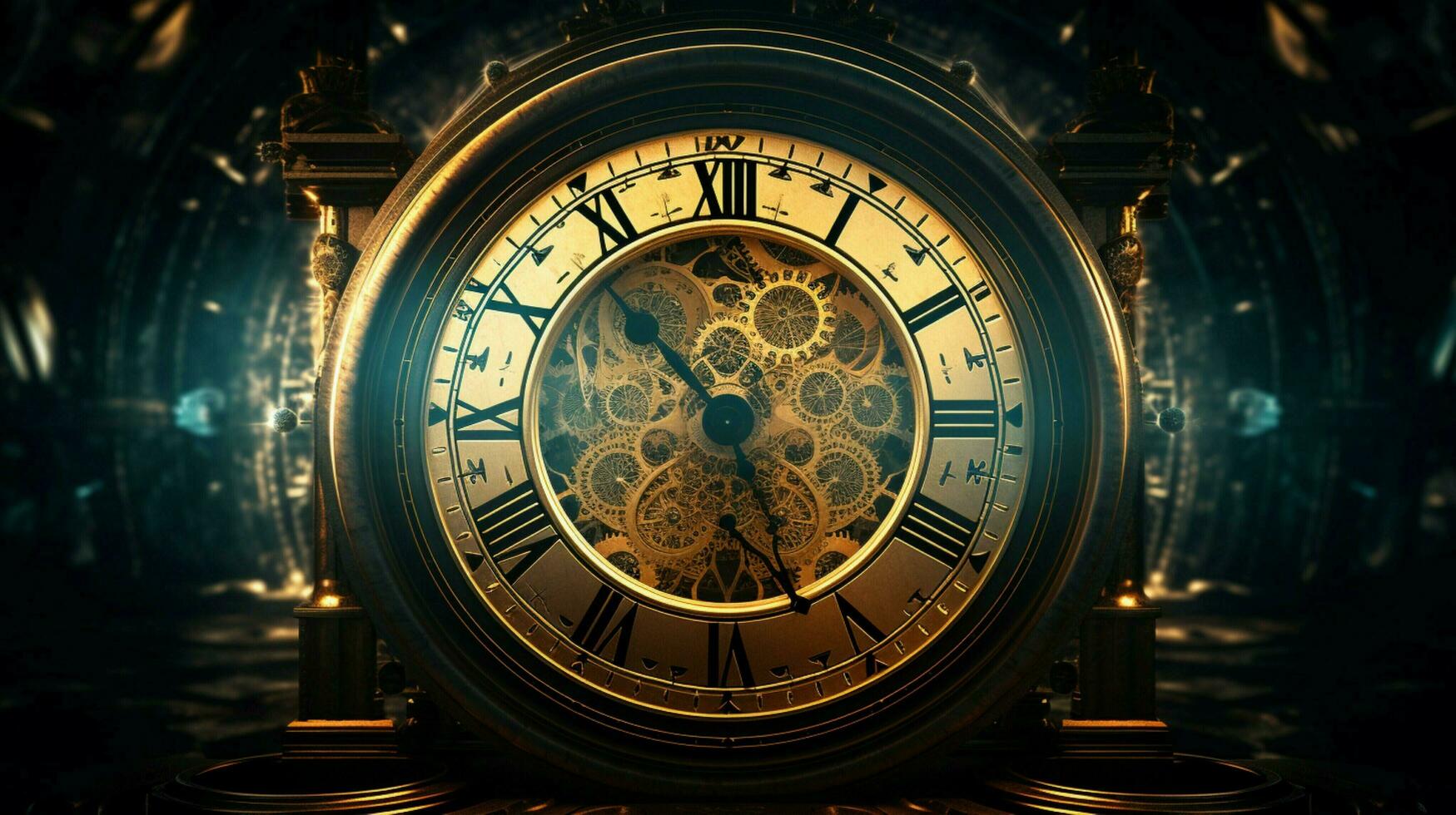 clock face glowing at midnight time up photo