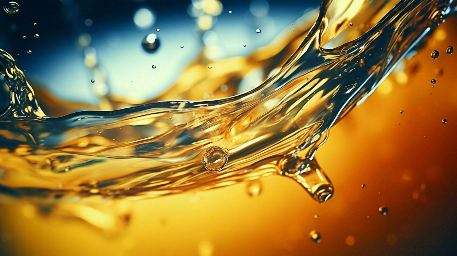 close up of a liquid drop pouring freshness in background photo