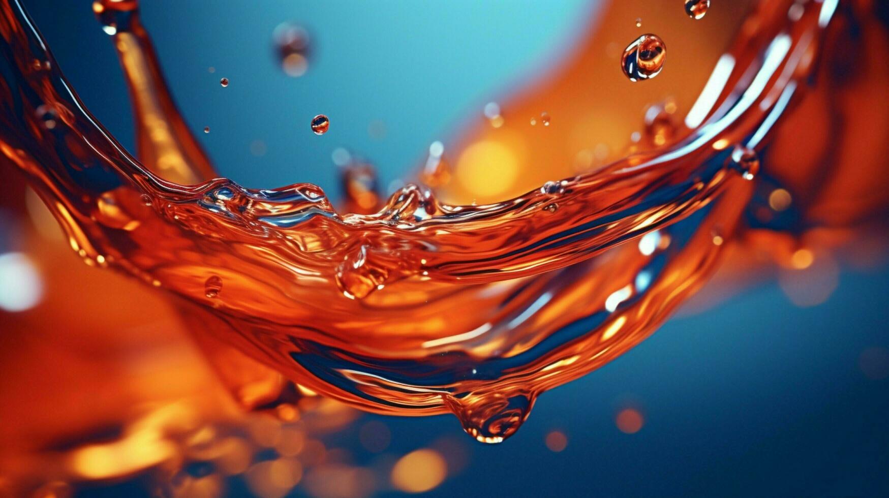 close up of a liquid drop pouring freshness in background photo