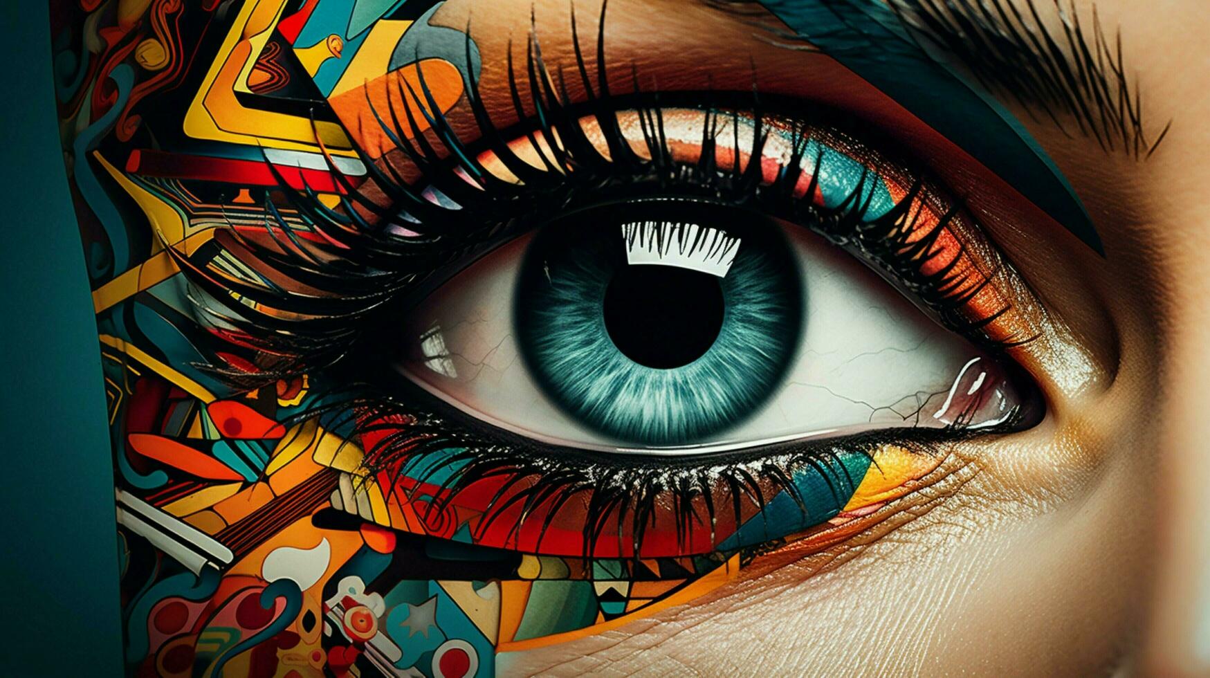 close up of human eye with abstract patterns photo