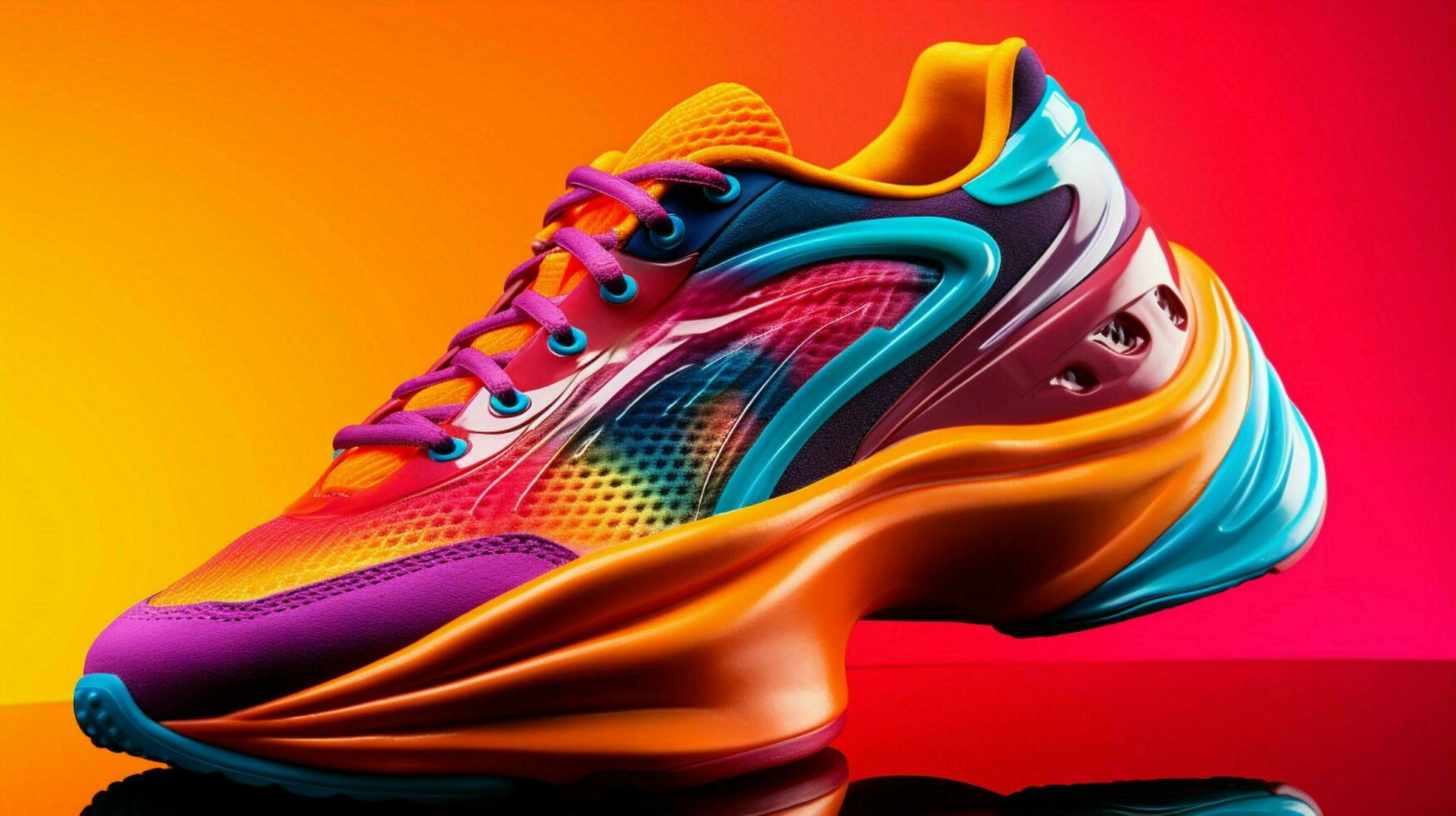 close up of multi colored sports shoe modern design photo