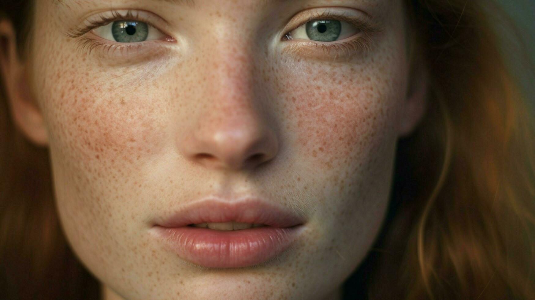 close up portrait of a caucasian woman with a pimple photo