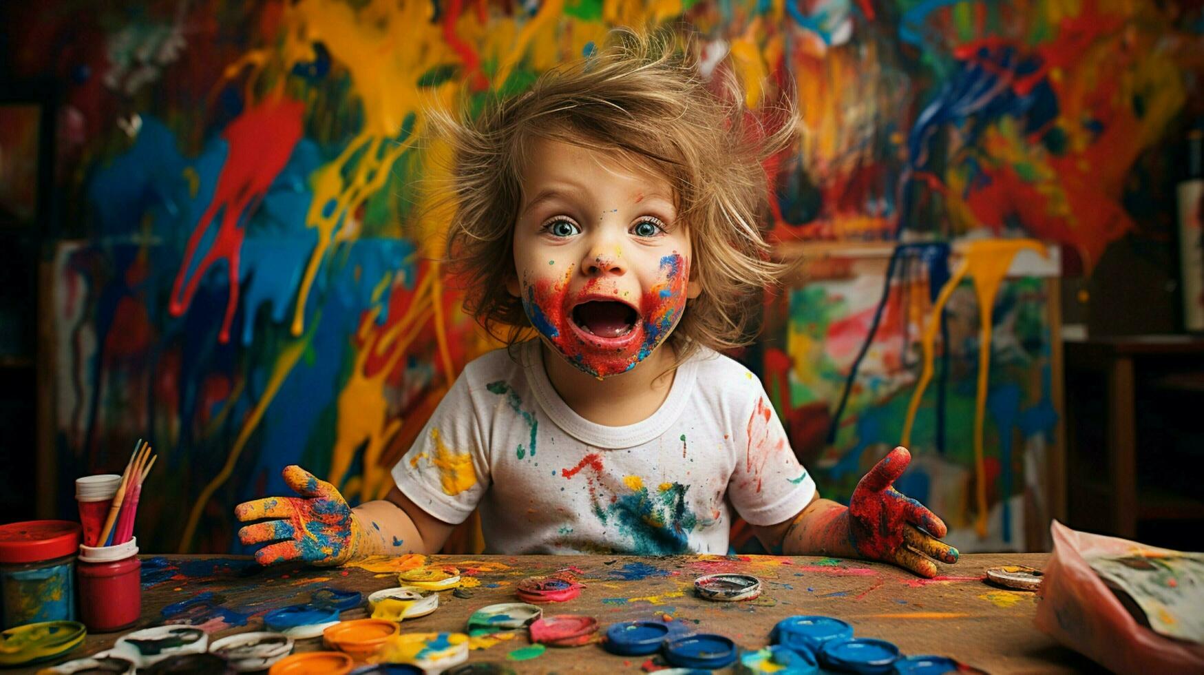 colorful childhood learning with vibrant art equipment photo
