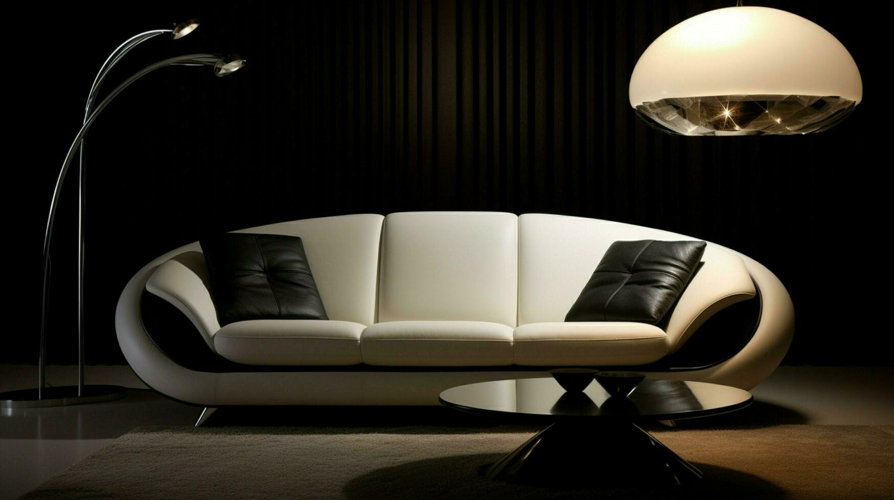 comfortable sofa modern lamp elegant home decor photo