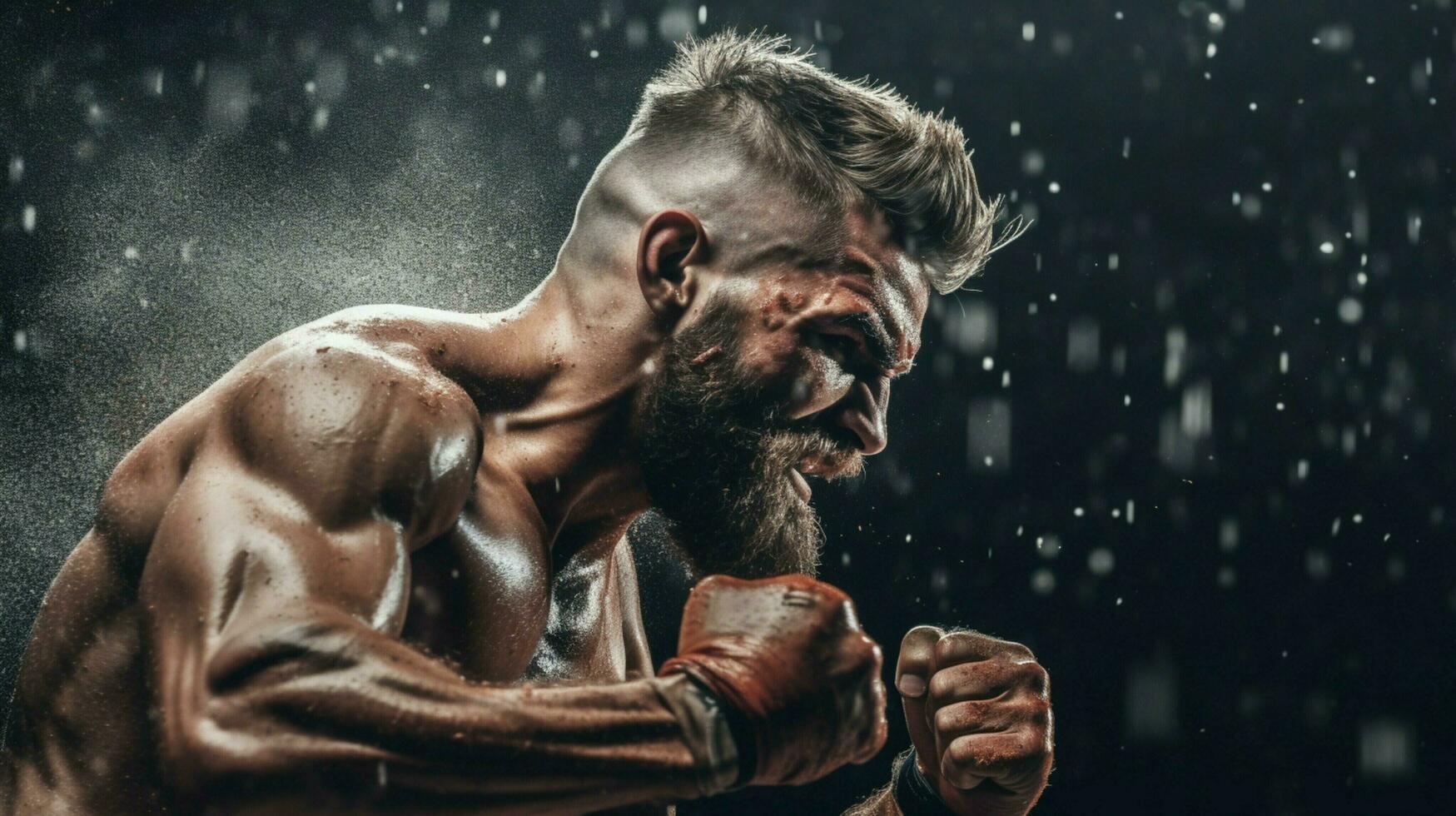 confident athlete punching embodying masculinity photo