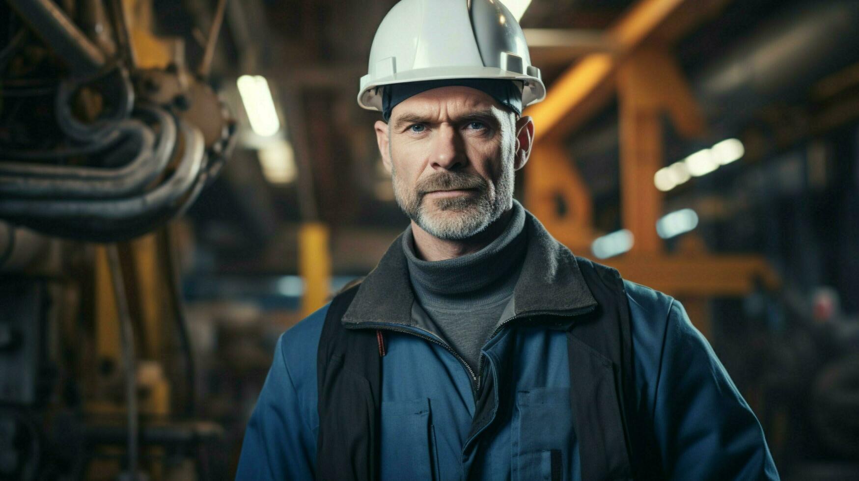 confident engineer in hardhat looking at camera photo