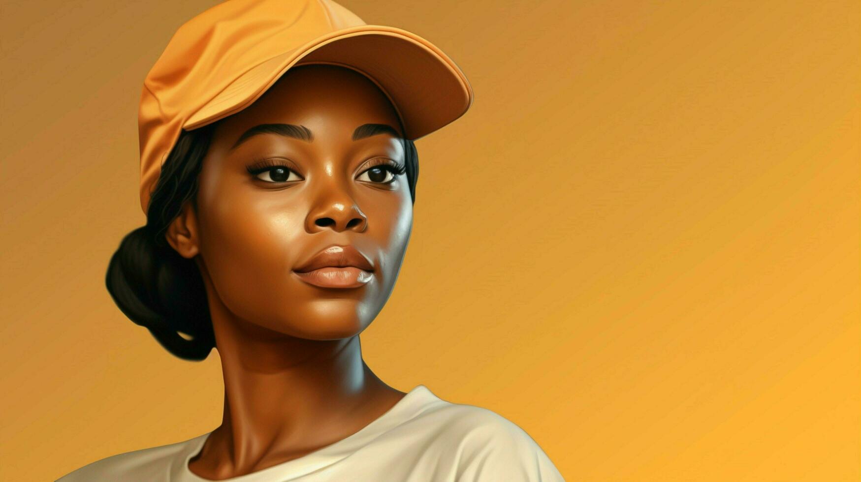 confident young african woman in casual cap photo