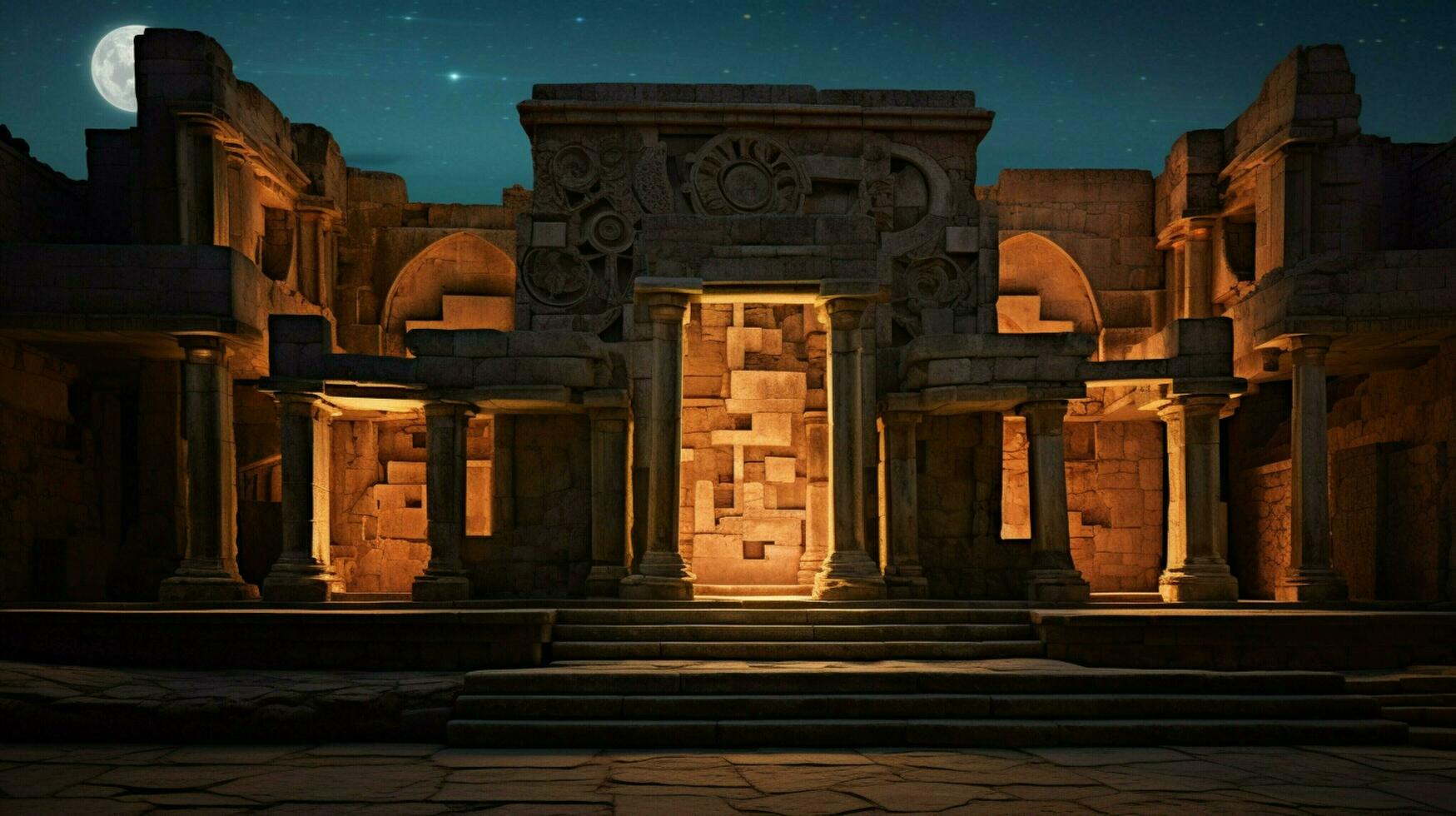 cultural symbols illuminated in ancient architecture photo