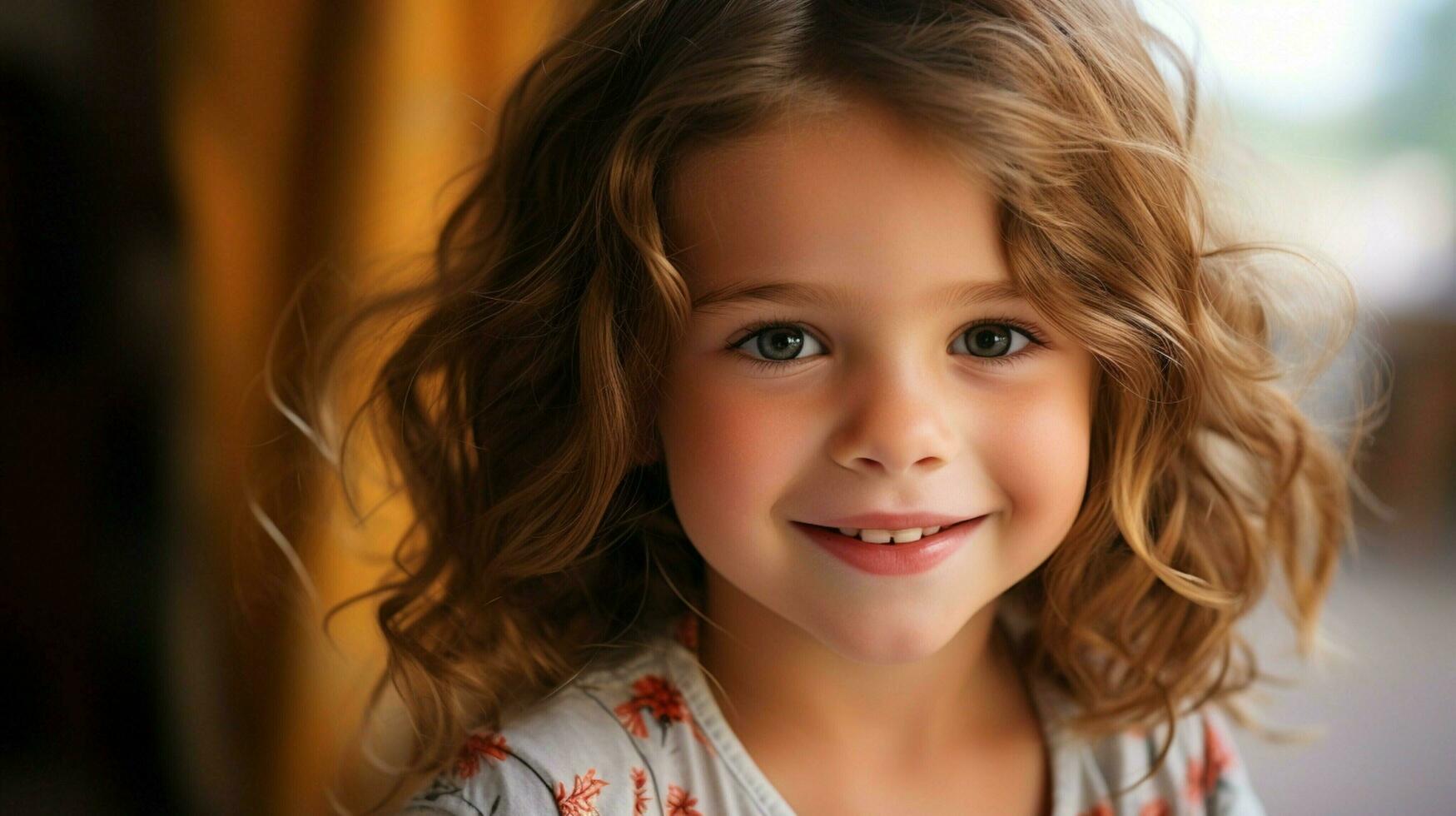 cute caucasian child looking at camera close up smiling photo