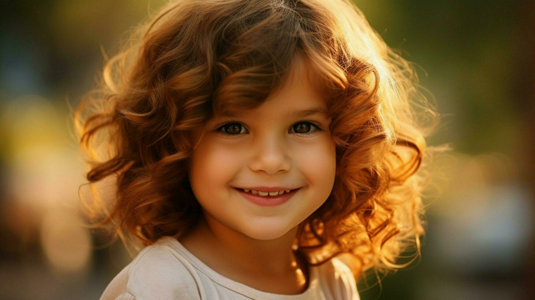 cute caucasian child looking at camera close up smiling photo