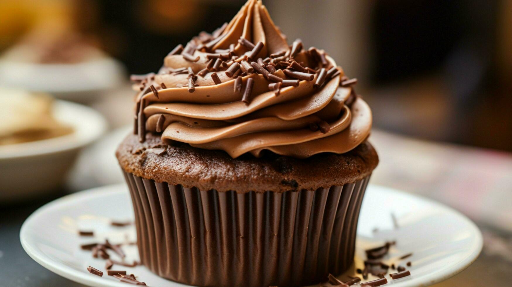 cute homemade cupcake with chocolate icing a sweet photo