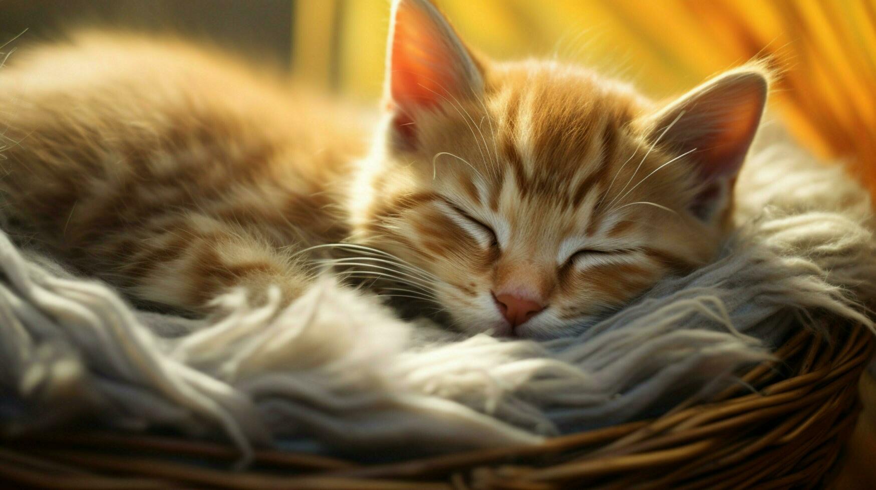 cute kitten sleeping fur softness whisker close up nature photo