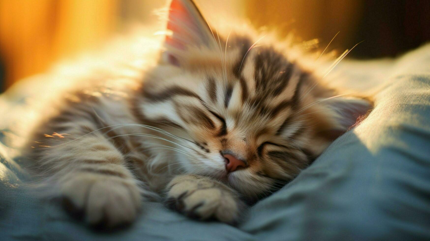 cute kitten sleeping fur softness whisker close up nature photo
