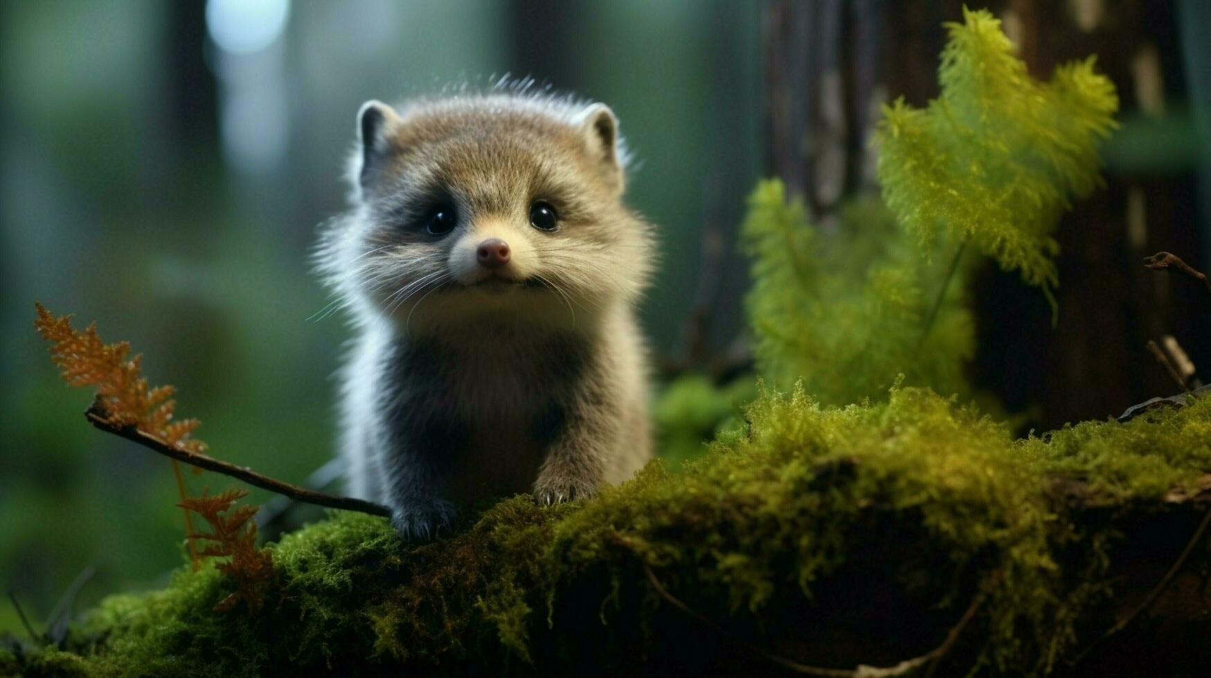 cute mammal looking outdoors small fur animal in the forest photo