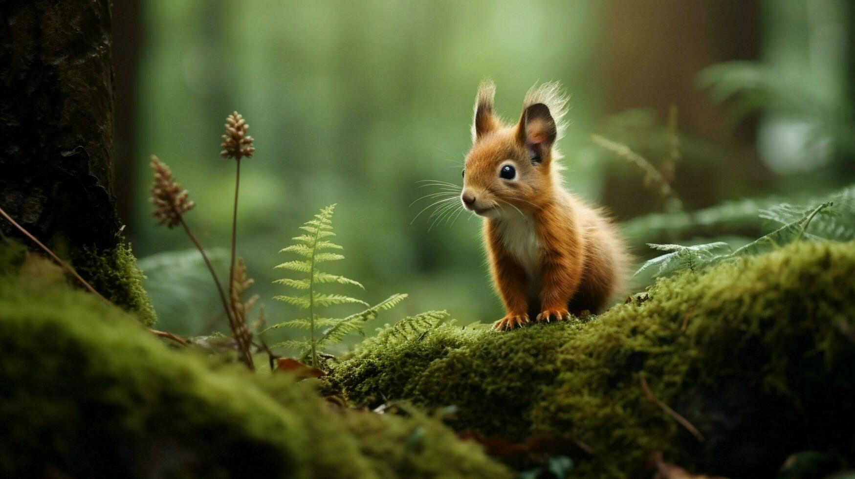 cute mammal looking outdoors small fur animal in the forest photo