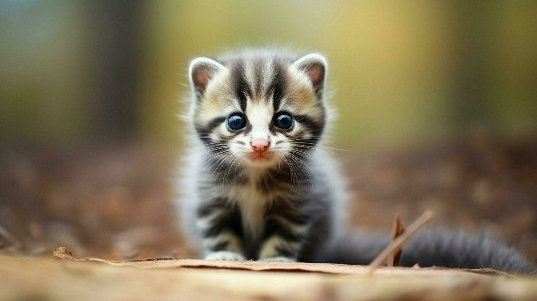 cute small mammal fluffy kitten looking at camera playful photo