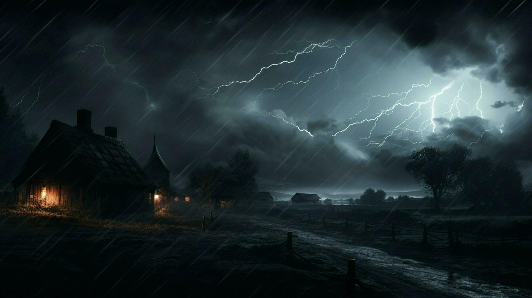 dark thunderstorm danger of electricity and spooky landscape photo