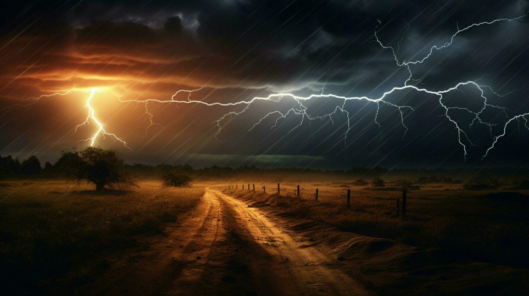 dark thunderstorm danger of electricity and spooky landscape photo